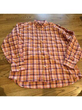 Bill Khakis Purple Pink Plaid Long Sleeve Button Classic FIt XL